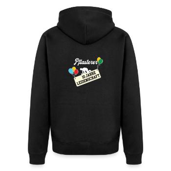 Pflasterer 10 jähriges Jubiläum Straßenbau 10 Jahr - Unisex Premium Bio Zip Hoodie - Schwarz - Hinten - Nico (187cm)