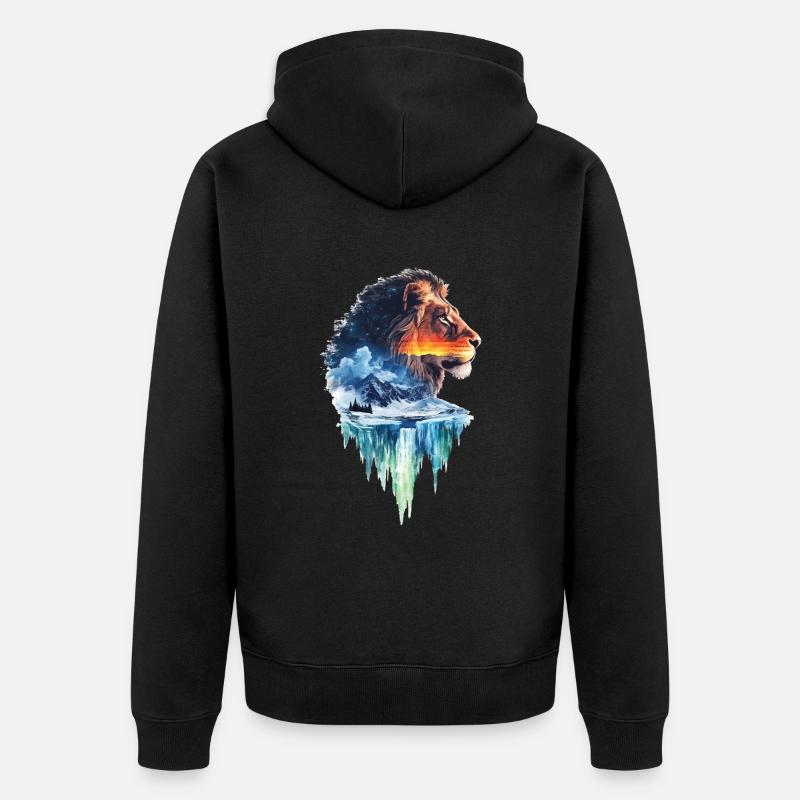 Löwe - Unisex Premium Bio Zip Hoodie - Schwarz