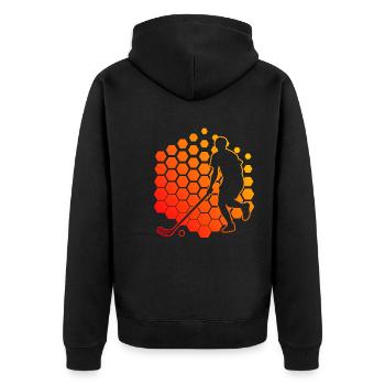 Salibandy Floorball Unihockeyspielen Hockey - Unisex Premium Bio Zip Hoodie - Schwarz - Hinten - Nico (187cm)