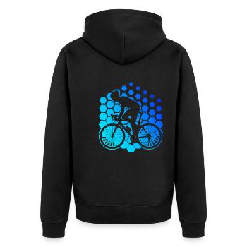 Rennradfahrer Rennradfahren Rennrad Damen - Unisex Premium Bio Zip Hoodie - Schwarz - Hinten - Nico (187cm)