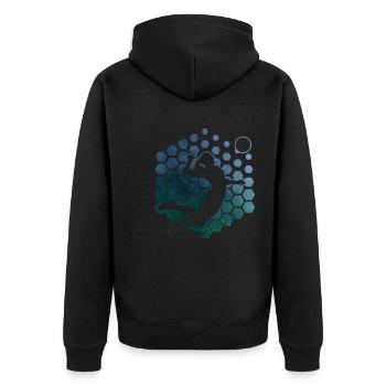 Damen Volleyball Volleyballer Volley Herren - Unisex Premium Bio Zip Hoodie - Schwarz - Hinten - Nico (187cm)