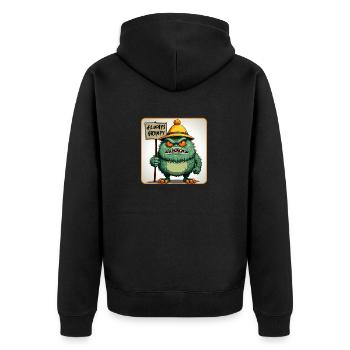 Schlecht gelaunt und mürrisch grantiges Männchen - Unisex Premium Bio Zip Hoodie - Schwarz - Hinten - Nico (187cm)