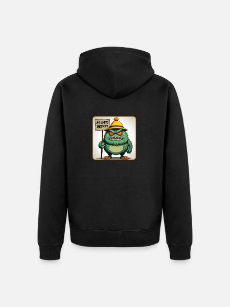 Bad-tempered and grumpy little man - Unisex Premium Organic Zip Hoodie - black