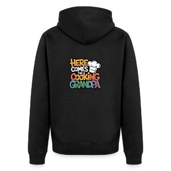 Here comes the cooking grandpa - Unisex Premium Organic Zip Hoodie - black - Back - Nico (187cm)