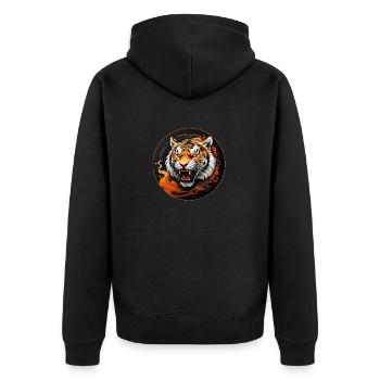 Portrait de tigre Big Cat Design Tigre sifflant - Veste à capuche bio Premium Unisexe - noir - Dos - Nico (187cm)