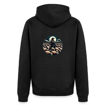 Bergers et troupeau de brebis - Veste à capuche bio Premium Unisexe - noir - Dos - Nico (187cm)