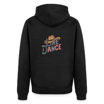 Line Dance mein Hobby - meine Passion - mein Ding - Unisex Premium Bio Zip Hoodie - Schwarz - Hinten - Nico (187cm)