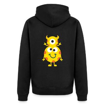 Happy Double Monster - Unisex Premium Organic Zip Hoodie - black - Back - Nico (187cm)