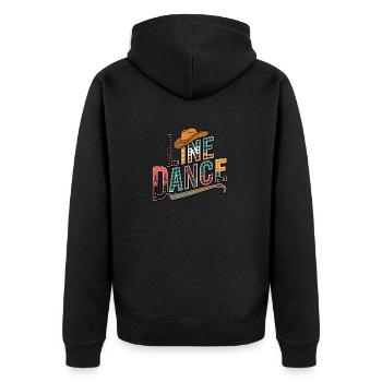 Line Dance mein Hobby - meine Passion - mein Ding - Unisex Premium Bio Zip Hoodie - Schwarz - Hinten - Nico (187cm)