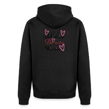 Valentinstag Jahrestag Romantik Sprüche Verliebte - Unisex Premium Bio Zip Hoodie - Schwarz - Hinten - Nico (187cm)