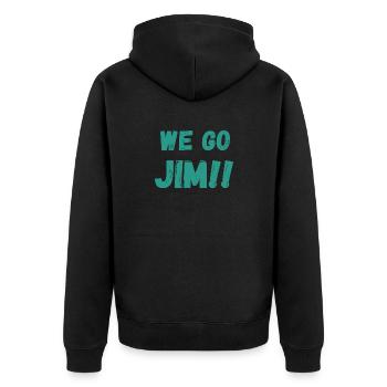 we go Jim, green distress gym motivational quote - Unisex Premium Organic Zip Hoodie - black - Back - Nico (187cm)