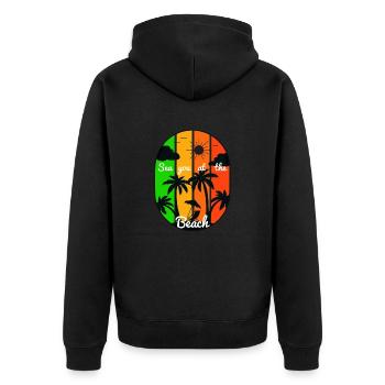 Temps mort - Plage - Vacances - Détente - Vacances d’été - Veste à capuche bio Premium Unisexe - noir - Dos - Nico (187cm)