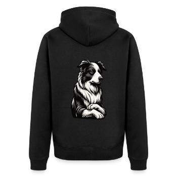 Border Collie Chien de berger Border Collies Chien Collie - Veste à capuche bio Premium Unisexe - noir - Dos - Nico (187cm)