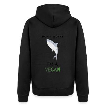 Ne vous inquiétez pas, je suis végétalien - Veste à capuche bio Premium Unisexe - noir - Dos - Nico (187cm)