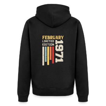 February 1971 - February 1971 Anniversary Gift - Unisex Premium Organic Zip Hoodie - black - Back - Nico (187cm)