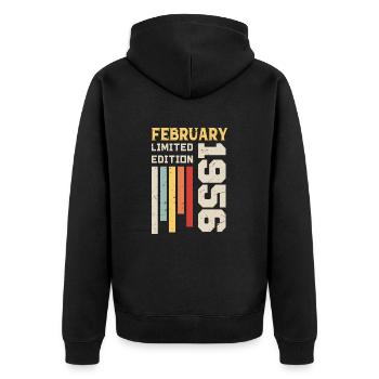February 1956 - February 1956 Birthday Gift - Unisex Premium Organic Zip Hoodie - black - Back - Nico (187cm)