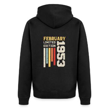 Februar 1953 - Februar 1953 Geburtstagsgeschenk - Unisex Premium Bio Zip Hoodie - Schwarz - Hinten - Nico (187cm)