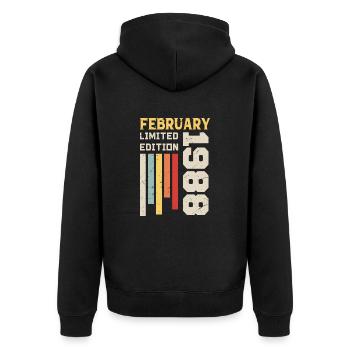 Février 1988 - Cadeau anniversaire Février 1988 - Veste à capuche bio Premium Unisexe - noir - Dos - Nico (187cm)