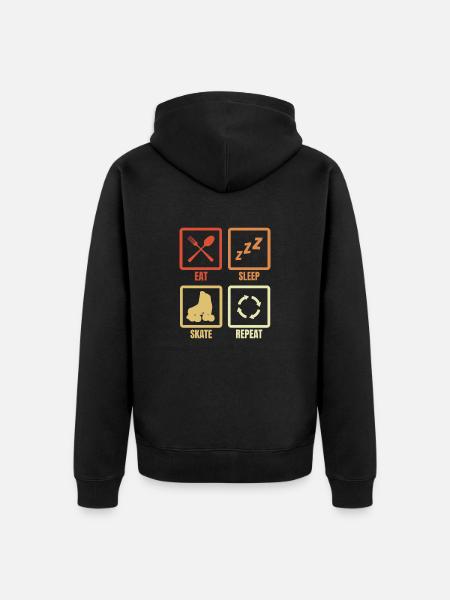 Eating, Sleeping, Roller Skating - Unisex Premium Organic Zip Hoodie - black