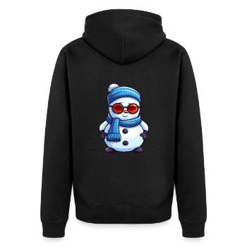 Cooler Schneemann mit Sonnenbrille Winter Design - Unisex Premium Bio Zip Hoodie - Schwarz - Hinten - Nico (187cm)