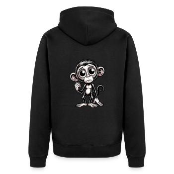 Chimpanzé triste doux émotionnel - Veste à capuche bio Premium Unisexe - noir - Dos - Nico (187cm)