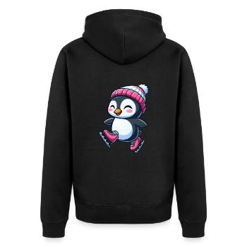 mignon dessin animé pingouin patinage sur glace patinage artistique - Veste à capuche bio Premium Unisexe - noir - Dos - Nico (187cm)