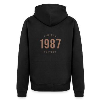 1987 édition limitée Style rétro cadeau d’anniversaire - Veste à capuche bio Premium Unisexe - noir - Dos - Nico (187cm)