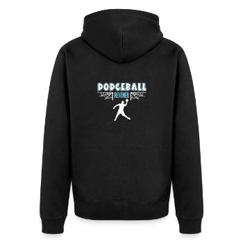 Dodgeball Rentner Rente Ruhestand Dodgeballer - Unisex Premium Bio Zip Hoodie - Schwarz - Hinten - Nico (187cm)