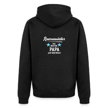 Raumausstatter Bester Papa Vatertag Geburtstag - Unisex Premium Bio Zip Hoodie - Schwarz - Hinten - Nico (187cm)