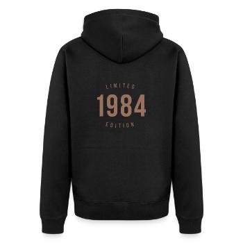 1984 Édition limitée Style rétro Cadeau d’anniversaire - Veste à capuche bio Premium Unisexe - noir - Dos - Nico (187cm)