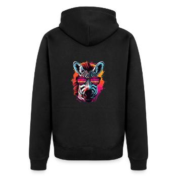 zebra sunglasses - Unisex Premium Bio Zip Hoodie - Schwarz - Hinten - Nico (187cm)