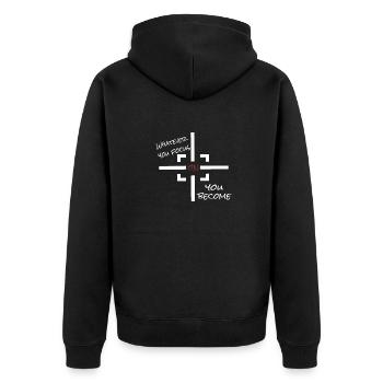 whatever you focus on you become - Mindset - Unisex Premium Bio Zip Hoodie - Schwarz - Hinten - Nico (187cm)