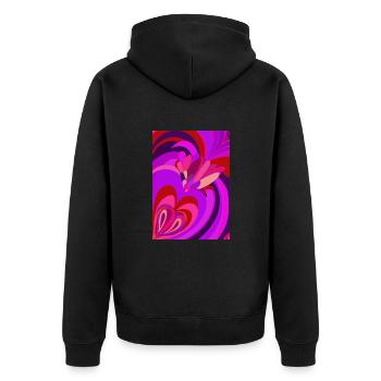 cœur psychédélique - Veste à capuche bio Premium Unisexe - noir - Dos - Nico (187cm)