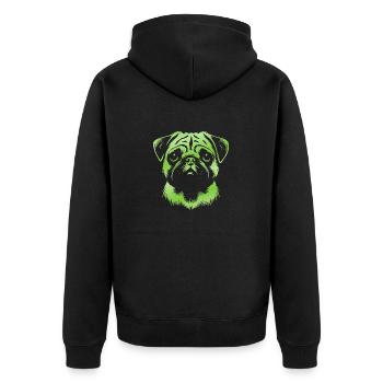 Carlin, Tête De Chien, Dessin Vert - Veste à capuche bio Premium Unisexe - noir - Dos - Nico (187cm)