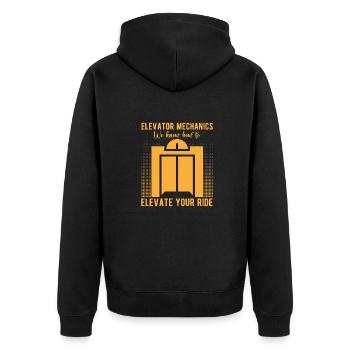 Elevator Mechanic - We Know How To Elevate Gift - Unisex Premium Bio Zip Hoodie - Schwarz - Hinten - Nico (187cm)