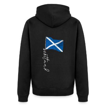 Schottland Flagge - Unisex Premium Bio Zip Hoodie - Schwarz - Hinten - Nico (187cm)