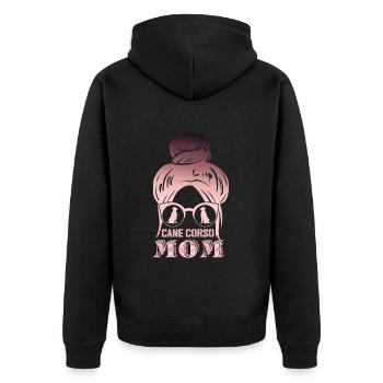 Cane Corso Hund Mutter - Unisex Premium Bio Zip Hoodie - Schwarz - Hinten - Nico (187cm)