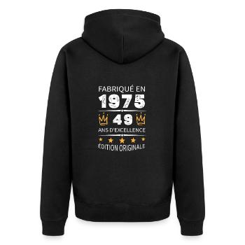 Fabriqué En 1975 Né En 1975 49 Ans Anniversaire - Veste à capuche bio Premium Unisexe - noir - Dos - Nico (187cm)