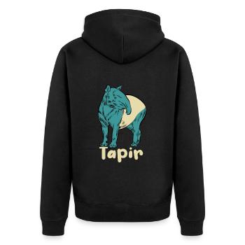 Tapir Strichzeichnung handgezeichnet - Geschenk - Unisex Premium Bio Zip Hoodie - Schwarz - Hinten - Nico (187cm)