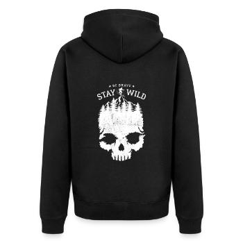 Ski fahren - Totenkopf - Be Brave Stay Wild - Unisex Premium Bio Zip Hoodie - Schwarz - Hinten - Nico (187cm)