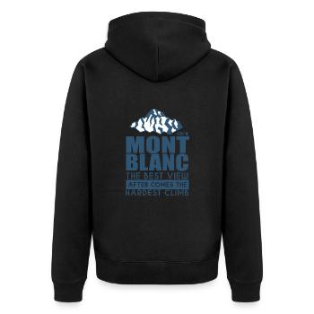 Bergsteigen Mont Blanc Wandern - Unisex Premium Bio Zip Hoodie - Schwarz - Hinten - Nico (187cm)