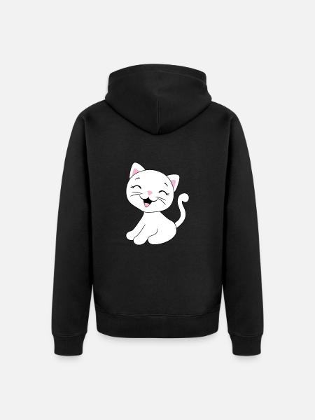 Laughing cute kitten - Unisex Premium Organic Zip Hoodie - black