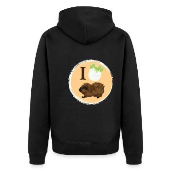 Design mit einem Rosetten-Meerschweinchen 4 - Unisex Premium Bio Zip Hoodie - Schwarz - Hinten - Nico (187cm)