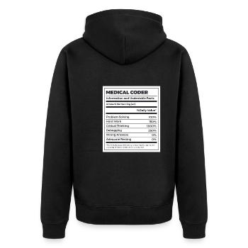 Funny Medical Coder Nutrition Facts - Unisex Premium Organic Zip Hoodie - black - Back - Nico (187cm)