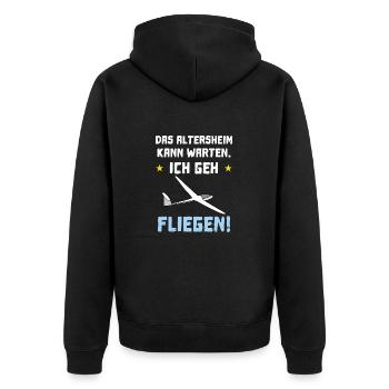das altersheim kann warten - Unisex Premium Bio Zip Hoodie - Schwarz - Hinten - Nico (187cm)