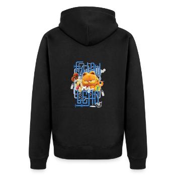 Garfield Mit Odie Follow My Lead - Unisex Premium Bio Zip Hoodie - Schwarz - Hinten - Nico (187cm)