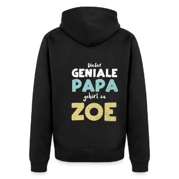 Dieser Geniale Papa Gehört Zu Zoe - Unisex Premium Bio Zip Hoodie - Schwarz - Hinten - Nico (187cm)