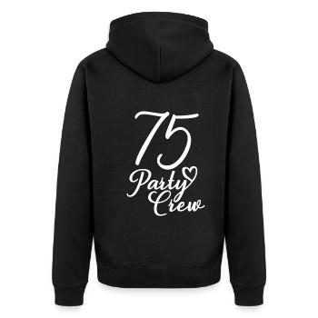 75 Party Crew 75. Geburtstag 75 Jahre alt - Unisex Premium Bio Zip Hoodie - Schwarz - Hinten - Nico (187cm)