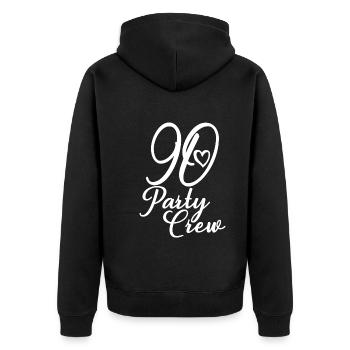 90 Party Crew 90th Birthday Party 90 Years Old - Unisex Premium Organic Zip Hoodie - black - Back - Nico (187cm)