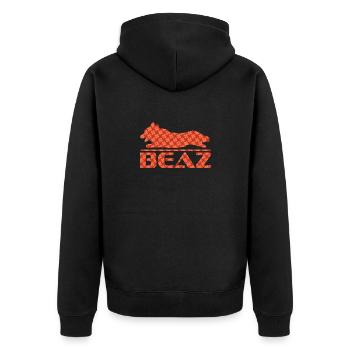 BEAZ Logo 001 - Unisex Premium Organic Zip Hoodie - black - Back - Nico (187cm)